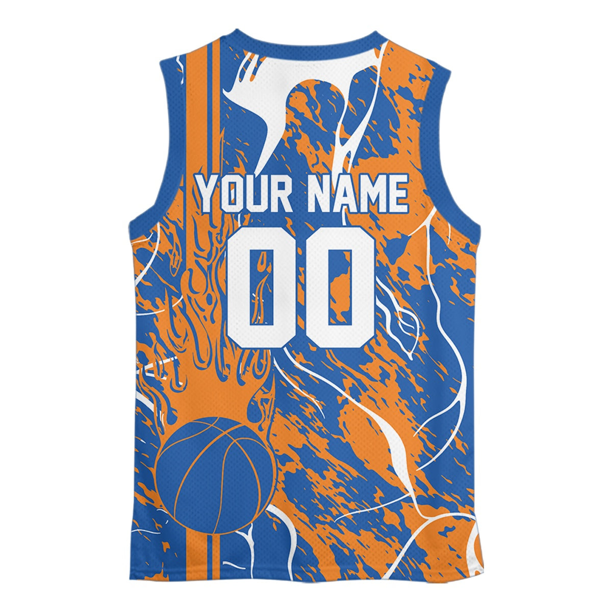 Custom Blue And Orange Flame Basketball Jerseys With Name And Number, Basketball Team Uniform IPHW10527
