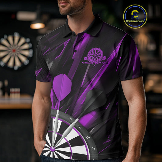Custom Black And Purple Dart Jerseys, Dart Polo Shirts For Men Team Jerseys IPHW9683