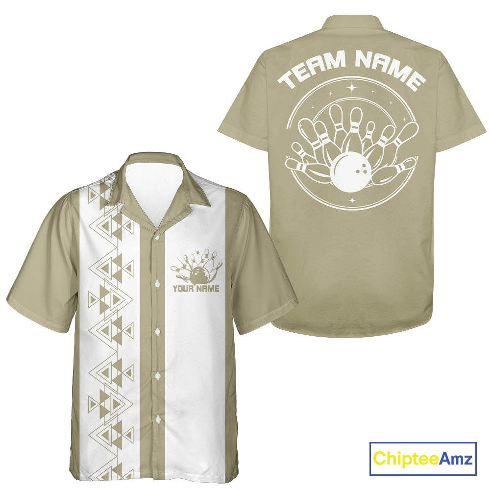 Custom Vintage Retro Style Tribal Bowling Team Hawaiian Shirts, Bowlers Outfit IPHW10082