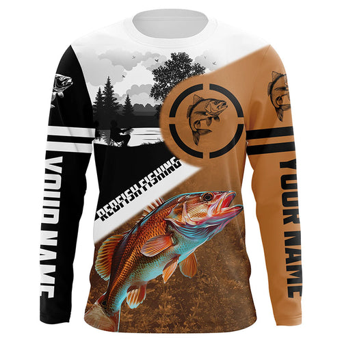Redfish Puppy Drum Fishing customize name performance fishing shirt UV protection long sleeves NQS614