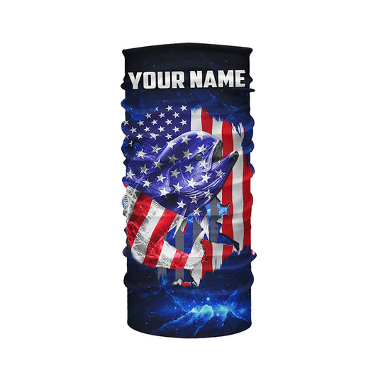 Mahi Mahi Fishing American Flag blue galaxy Custom UV protection long sleeve fishing shirts NQS424