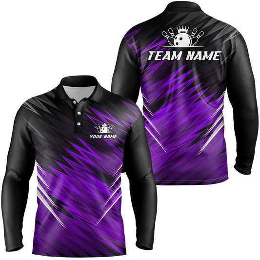 Purple and Black Bowling Shirts For Men Custom Name and Team name Bowling Jerseys Bowlers Outfit NQS8890
