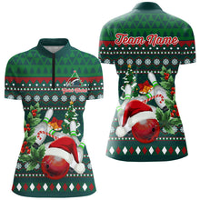 Load image into Gallery viewer, Funny ugly Christmas Green Women's Bowling Shirts Custom Team Bowling Jerseys Xmas Gift for bowlers NQS8894