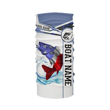 Load image into Gallery viewer, Walleye Fishing blue camo American Flag Custom name & boat name performance Long Sleeve Fishing Shirts NQS3457