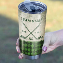 Load image into Gallery viewer, Green argyle pattern Best Dad By Par Custom Tumbler Cup personalized father's day golf gifts for dad NQS9867