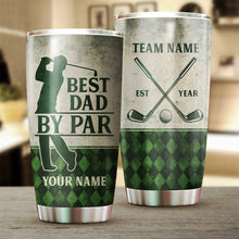 Load image into Gallery viewer, Green argyle pattern Best Dad By Par Custom Tumbler Cup personalized father's day golf gifts for dad NQS9867
