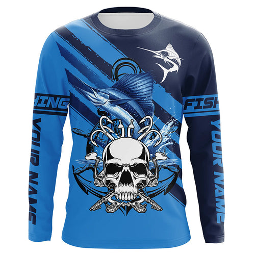 Personalized Sailfish Fish reaper Saltwater blue sea UV Long Sleeve Performance Fishing Shirts NQS7625