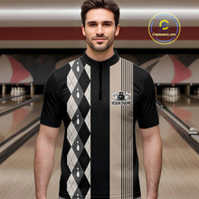 Load image into Gallery viewer, Retro Black argyle pattern Bowling shirts For Men custom bowling team jerseys Bowler Outfits NQS10276