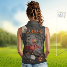 Load image into Gallery viewer, Funny Halloween Flamingo Pumpkin Women Sleeveless Golf Polo Shirt Custom Halloween Ladies Golf Tops NQS10704