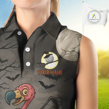 Load image into Gallery viewer, Funny Halloween Flamingo Pumpkin Women Sleeveless Golf Polo Shirt Custom Halloween Ladies Golf Tops NQS10704
