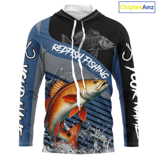 Redfish fishing Custom UV protection fishing long sleeve shirt, Redfish Fishing jerseys | Blue NQS11310
