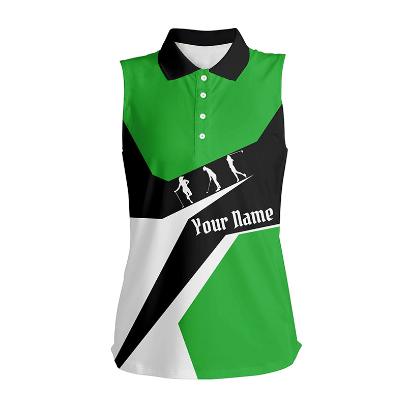 Green, white black Womens sleeveless polo shirt custom golf sport team polo shirts, ladie golf tops NQS6208