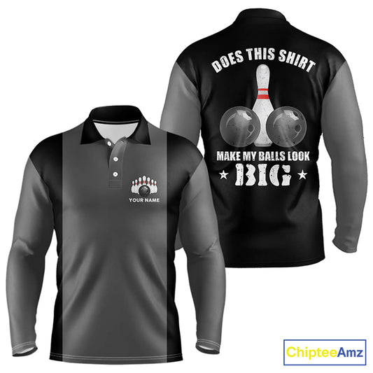 Funny Bowling shirts for Men Custom vintage grey and black Does this shirt make my balls look big NQS9267
