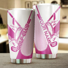 Load image into Gallery viewer, Golf club pink & white tumbler Custom name Stainless Steel Tumbler Cup - personalized golf gifts NQS6216