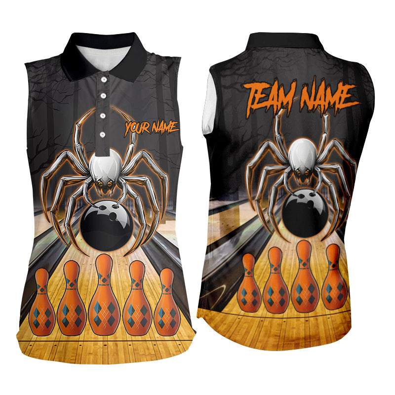 Funny Spider Halloween Bowling sleeveless polos Custom Bowling Team Jerseys, Halloween Bowling Outfits NQS8569