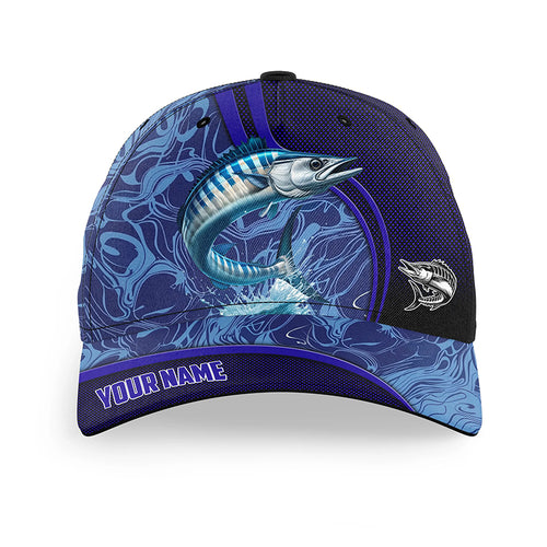 Wahoo fishing blue camo Custom fishing hat Unisex Fishing Baseball saltwater Angler fishing hat cap NQS6978