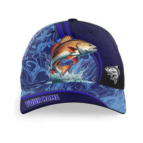 Redfish fishing blue camo Custom fishing hat Unisex Fishing Baseball saltwater Angler fishing hat cap NQS6979