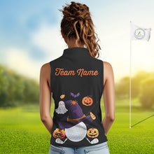 Load image into Gallery viewer, Funny pumpkin golf ball clubs Women Sleeveless polo shirts Custom Halloween team golf jerseys NQS10807