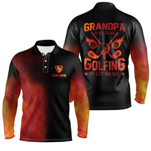 Load image into Gallery viewer, Men's golf polo shirts custom golf fire father's day gifts for Grandpa is my name, golfing is my game NQS7593