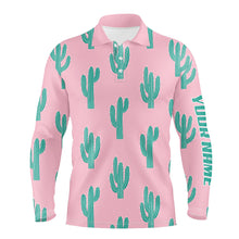 Load image into Gallery viewer, Personalized desert cactus pink pattern Mens golf polo shirts custom funny cactus golf gifts NQS8435