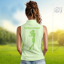 Load image into Gallery viewer, Green Women Sleeveless golf polo shirts custom golf outfits for ladies, Gift for golf lovers NQS10849