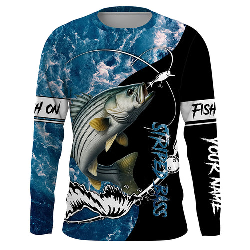 Striped Bass fishing blue ocean camouflage fishing clothing Custom performance fishing shirts NQS2625