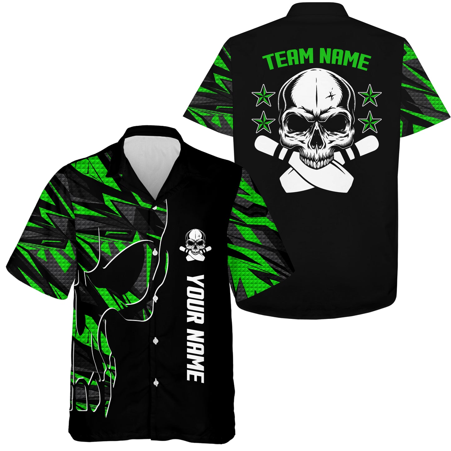 Custom Hawaiian bowling shirt for bowling – personalized team jersey front view