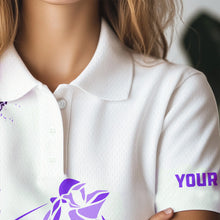 Load image into Gallery viewer, Purple Leopard argyle pattern matching golf shirt for couples custom his and hers matching golf outfit NQS9737