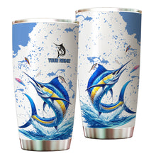 Load image into Gallery viewer, 1PC Personalized Blue and white Marlin Fishing Custom Name Marlin Fishing Tumbler Cup, Fishing gifts NQS9906