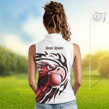 Load image into Gallery viewer, Women sleeveless polo shirt custom Red Eagle golf ball white golf tops, team golf attire for ladies NQS10553