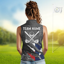 Load image into Gallery viewer, Gray Grunge Texas Flag Women's Sleeveless Polo Shirt Custom patriotic Golf attire for ladies NQS10580