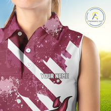 Load image into Gallery viewer, Pink & white golf ball flame Women Sleeveless Polo Shirt custom team golf shirt, ladies golf clothing NQS10977