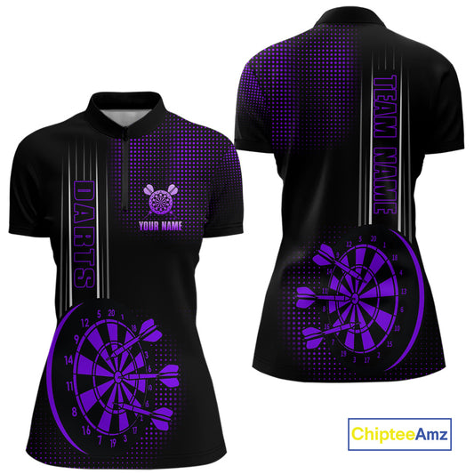 Personalized Black and Purple Darts Shirt For Women Custom Dart Outfit Team Jerseys NQS10594