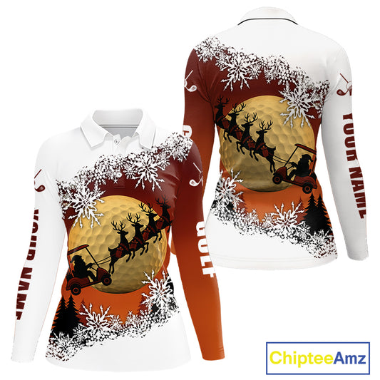 Christmas Golf Polo Shirts For Women Custom Ladies Golf Outfit, Christmas Golf Gifts NQS10926