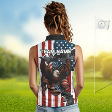 Load image into Gallery viewer, American Flag Eagle Golf Ball Sleeveless polo Shirt Custom Patriotic Team Golf apparel for ladies NQS10571