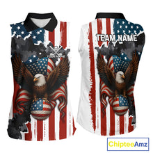 Load image into Gallery viewer, American Flag Eagle Golf Ball Sleeveless polo Shirt Custom Patriotic Team Golf apparel for ladies NQS10571