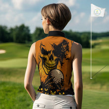 Load image into Gallery viewer, Skull Women's Sleeveless Polo Shirt Halloween Golf Outfits, Halloween golf gifts NQS10619
