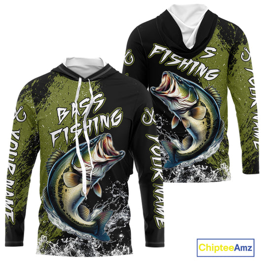 Black and Green Largemouth Bass Fishing Jerseys Custom Bass performance fishing apparel NQS11068