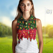 Load image into Gallery viewer, Funny Christmas pattern Sleeveless Golf Polo Shirt, Christmas golf gifts ladies golf outfit NQS10866