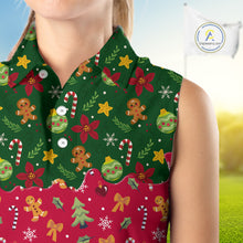 Load image into Gallery viewer, Funny Christmas pattern Sleeveless Golf Polo Shirt, Christmas golf gifts ladies golf outfit NQS10866