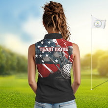 Load image into Gallery viewer, Personalized American Flag Sleeveless Golf Polo Shirts For Women, Patriotic Golf Gifts NQS10830