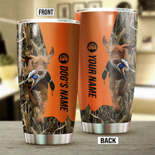 Load image into Gallery viewer, Vizsla Birds & Deer shed Hunting Dog Custom name Stainless Steel Tumbler Cup FSD4297