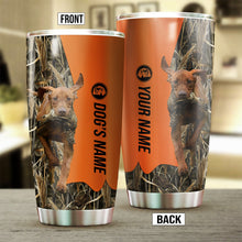 Load image into Gallery viewer, Vizsla Birds & Deer shed Hunting Dog Custom name Stainless Steel Tumbler Cup FSD4297