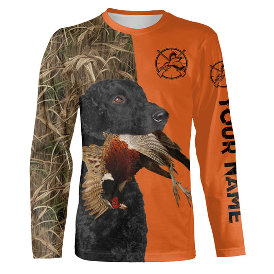 Curly Coated Retriever Duck Pheasant Hunting Dog Customize name 3D All over print Long Sleeve Shirt FSD4176