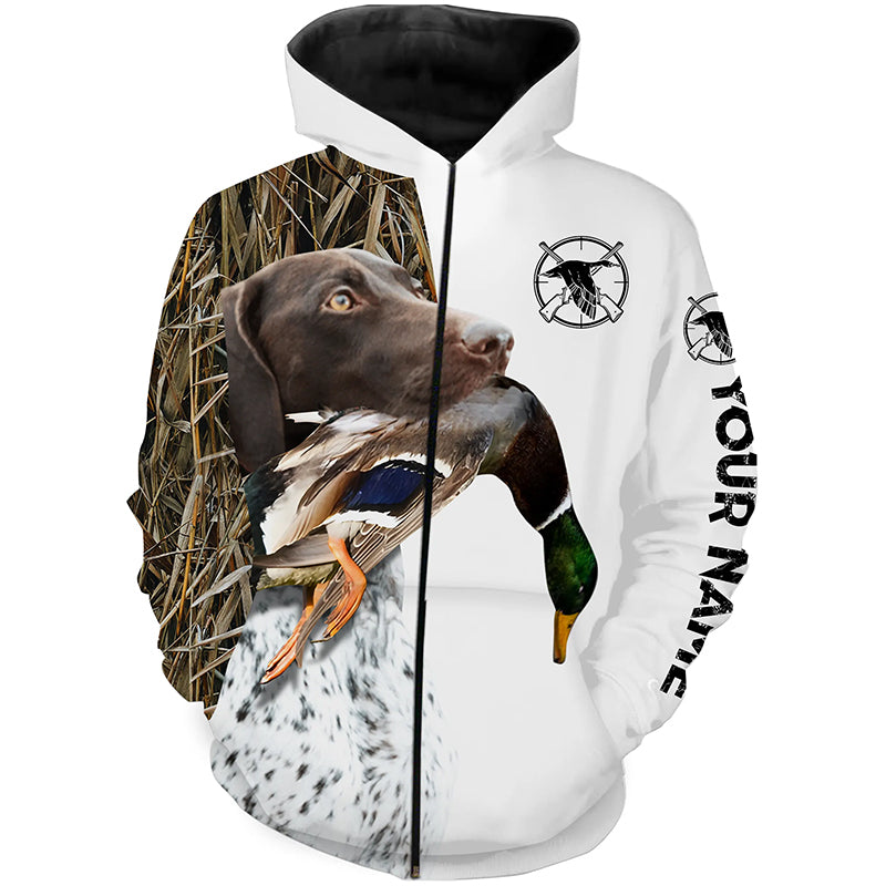 Duck Hunting With Dog GSP German Shorthaired Pointer Customize Name All Over Printed Shirts - Personalized Hunting Gifts FSD2212
