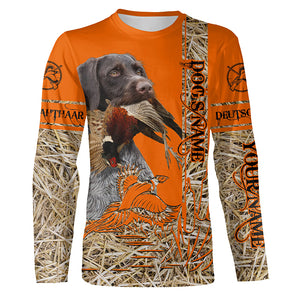 Deutsch Drahthaar Dog Pheasant Hunting Blaze Orange Hunting Shirts, Pheasant Hunting Clothing FSD4167