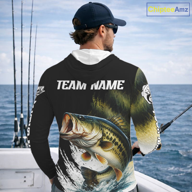 Largemouth Bass Fishing Shirts Hooded Long Sleeve For Men, Beautiful Bass Fishing Shirts NHT529