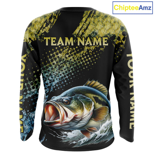 Bass Fishing Shirts Long Sleeve Sport Style Personalized Name, Team Name NHT401