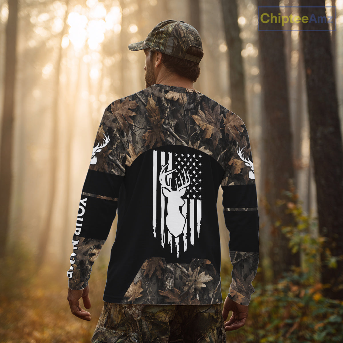 Deer Hunting With Full All Over 3D For Deer Hunters, Personalized US Flag Camouflage NHT362