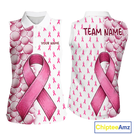 Personalized Pink Ribbons Pattern Golf Balls Breast Cancer Awareness Golf Attire For Womens NHT800